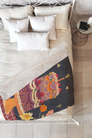 Gigi Rosado Cherries on top Fleece Throw Blanket