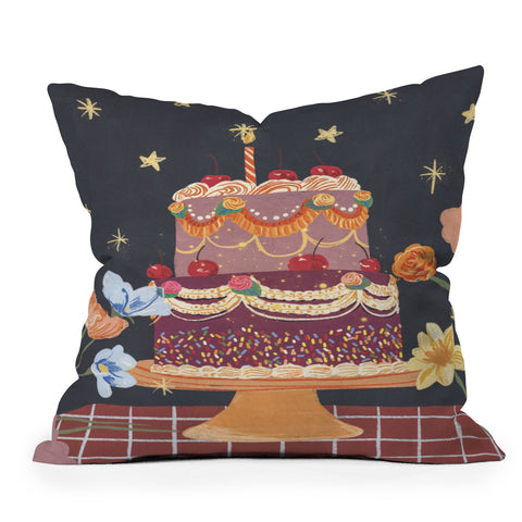 Gigi Rosado Cherries on top Outdoor Throw Pillow