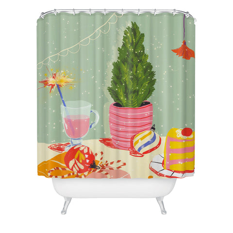 Gigi Rosado Christmas Eve still life Shower Curtain