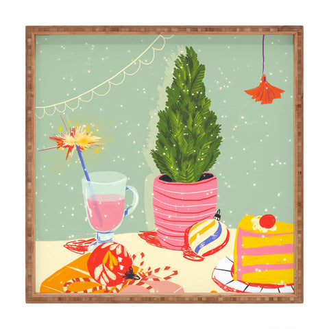 Gigi Rosado Christmas Eve still life Square Tray