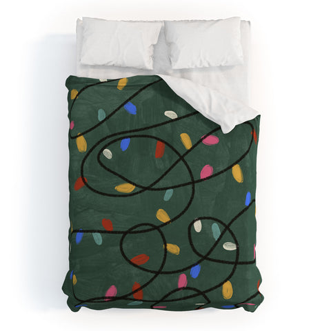 Gigi Rosado Christmas fairy lights Duvet Cover