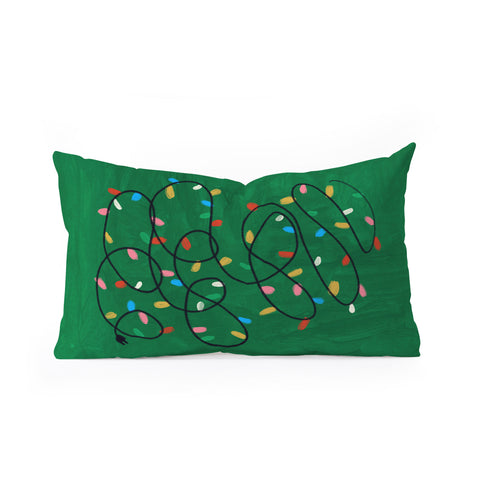 Gigi Rosado Christmas fairy lights II Oblong Throw Pillow