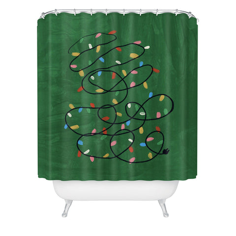 Gigi Rosado Christmas fairy lights II Shower Curtain
