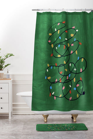 Gigi Rosado Christmas fairy lights II Shower Curtain And Mat