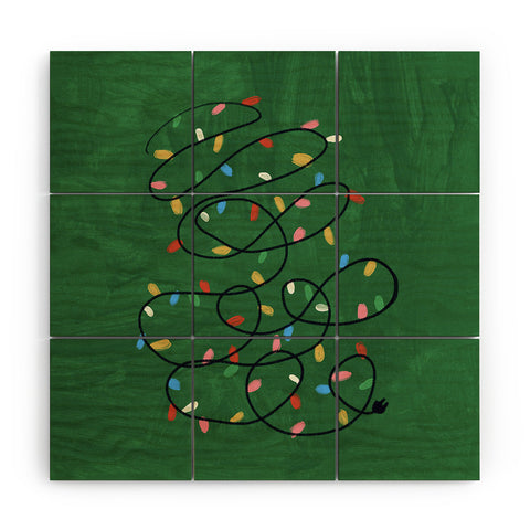 Gigi Rosado Christmas fairy lights II Wood Wall Mural