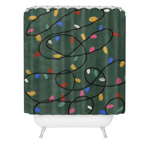 Gigi Rosado Christmas fairy lights Shower Curtain