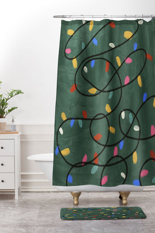 Gigi Rosado Christmas fairy lights Shower Curtain And Mat