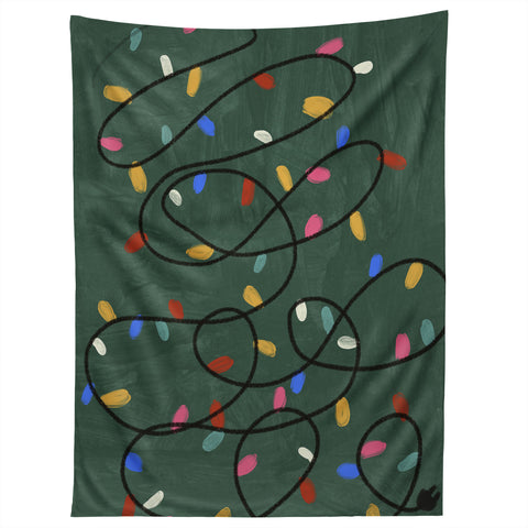 Gigi Rosado Christmas fairy lights Tapestry