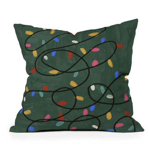Gigi Rosado Christmas fairy lights Throw Pillow