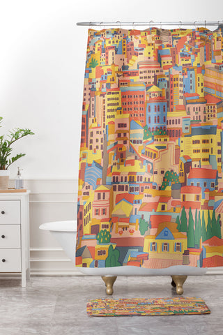 Gigi Rosado City of Athens Shower Curtain And Mat