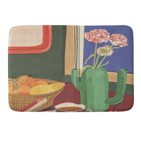 Gigi Rosado Coffee book and cake Memory Foam Bath Mat