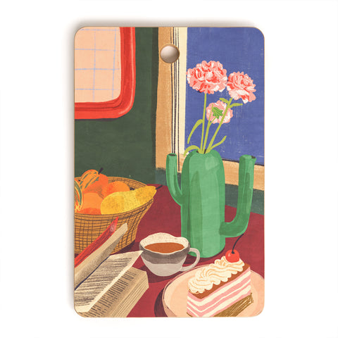 Gigi Rosado Coffee book and cake Cutting Board Rectangle