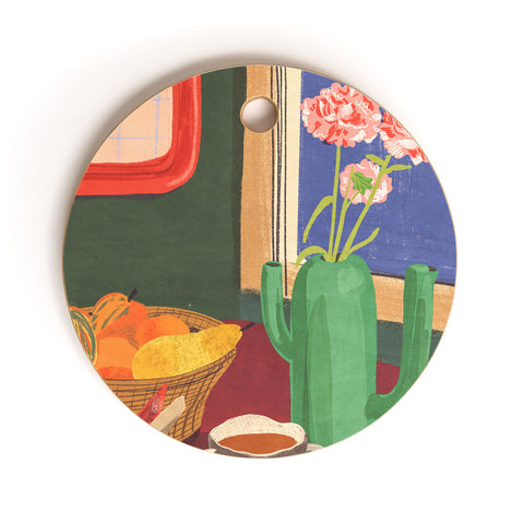 Gigi Rosado Coffee book and cake Cutting Board Round