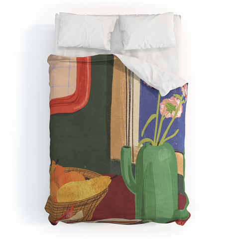 Gigi Rosado Coffee book and cake Duvet Cover