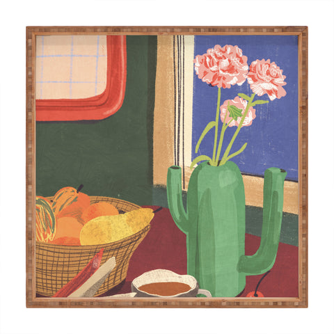 Gigi Rosado Coffee book and cake Square Tray
