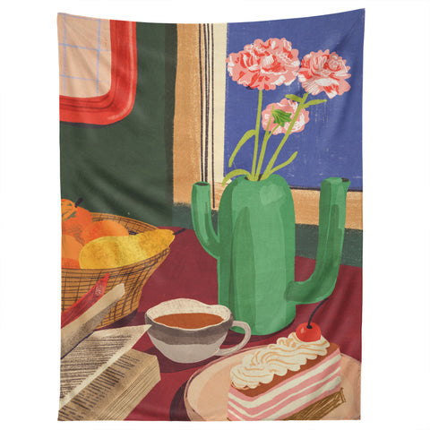Gigi Rosado Coffee book and cake Tapestry