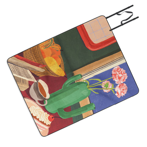 Gigi Rosado Coffee book and cake Picnic Blanket