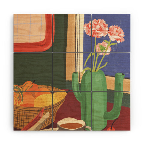 Gigi Rosado Coffee book and cake Wood Wall Mural
