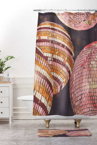 Gigi Rosado Disco balls II Shower Curtain And Mat