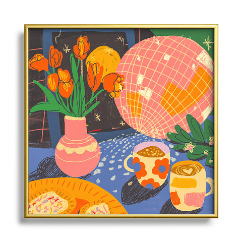 Gigi Rosado Disco night 2 Square Metal Framed Art Print