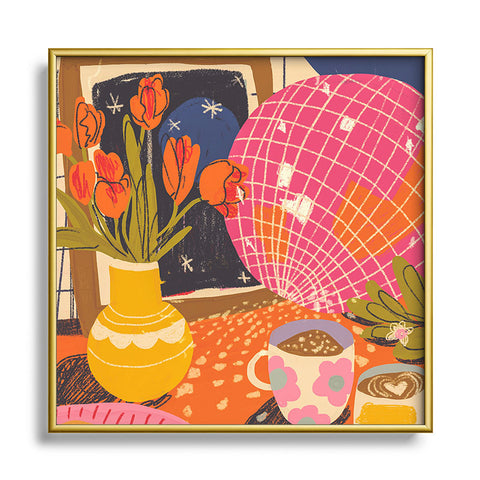 Gigi Rosado Disco night Square Metal Framed Art Print