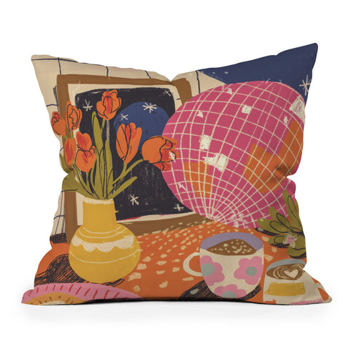 Gigi Rosado Disco night Outdoor Throw Pillow