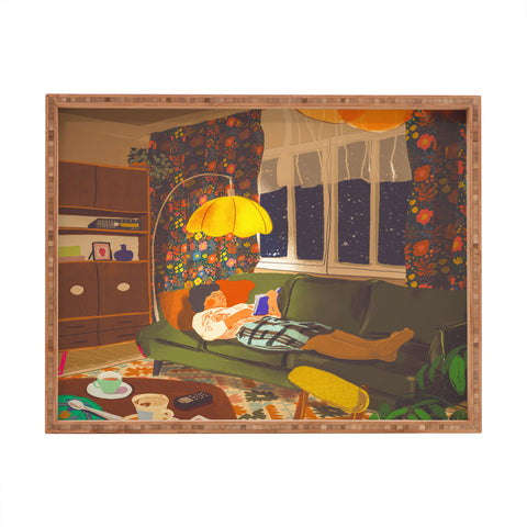 Gigi Rosado Evening book reader Rectangular Tray