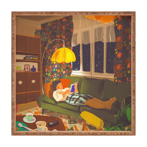 Gigi Rosado Evening book reader Square Tray