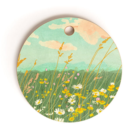 Gigi Rosado Floral landscape Cutting Board Round