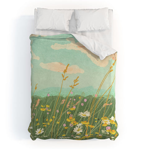 Gigi Rosado Floral landscape Duvet Cover