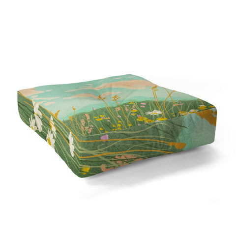 Gigi Rosado Floral landscape Floor Pillow Square