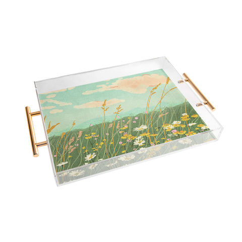 Gigi Rosado Floral landscape Acrylic Tray