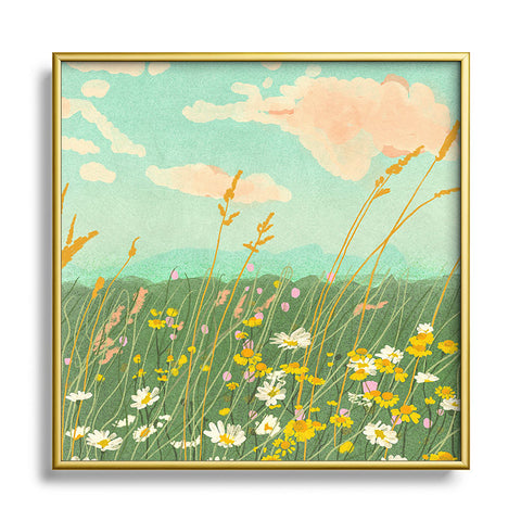 Gigi Rosado Floral landscape Square Metal Framed Art Print