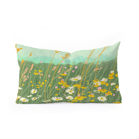 Gigi Rosado Floral landscape Oblong Throw Pillow