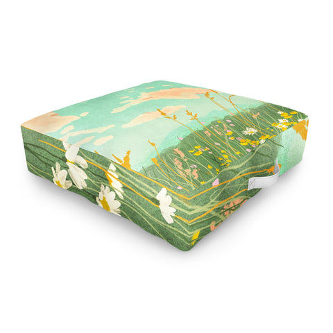 Gigi Rosado Floral landscape Outdoor Floor Cushion