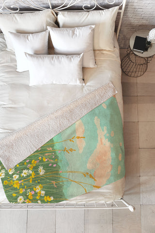 Gigi Rosado Floral landscape Fleece Throw Blanket