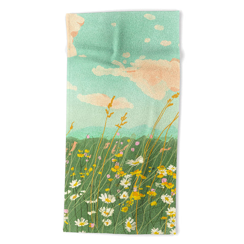 Gigi Rosado Floral landscape Beach Towel