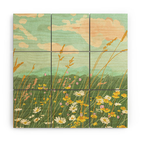 Gigi Rosado Floral landscape Wood Wall Mural
