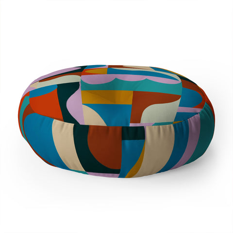 Gigi Rosado Geometric collage Floor Pillow Round