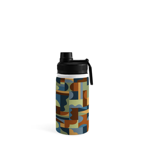 Gigi Rosado Geometric collage forest Water Bottle