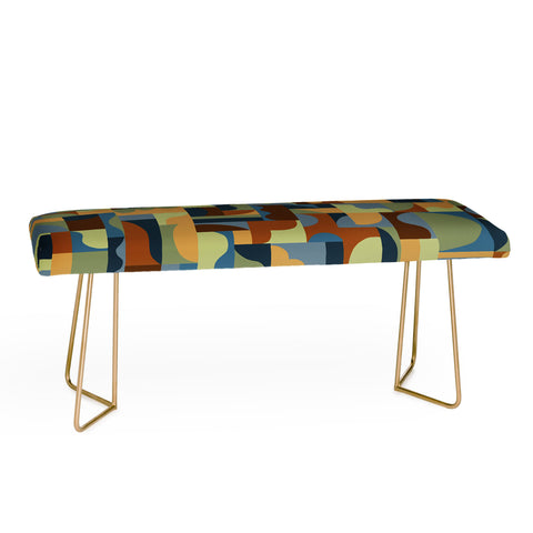 Gigi Rosado Geometric collage forest Bench