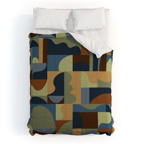 Gigi Rosado Geometric collage forest Comforter