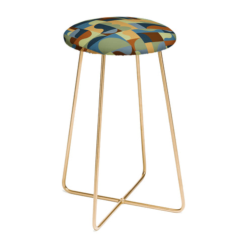 Gigi Rosado Geometric collage forest Counter Stool