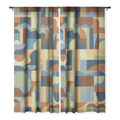 Gigi Rosado Geometric collage forest Sheer Non Repeat