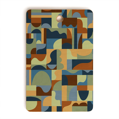 Gigi Rosado Geometric collage forest Cutting Board Rectangle
