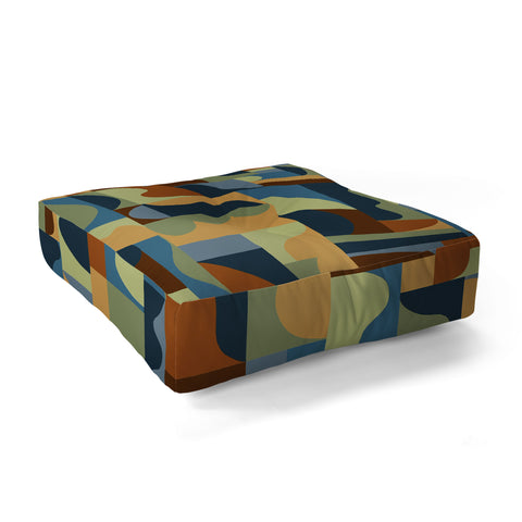 Gigi Rosado Geometric collage forest Floor Pillow Square