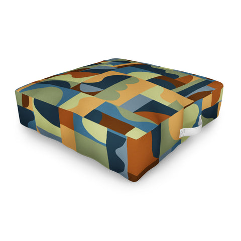 Gigi Rosado Geometric collage forest Outdoor Floor Cushion