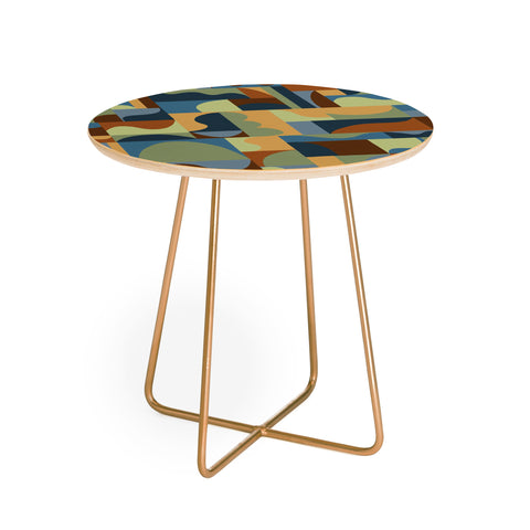 Gigi Rosado Geometric collage forest Round Side Table