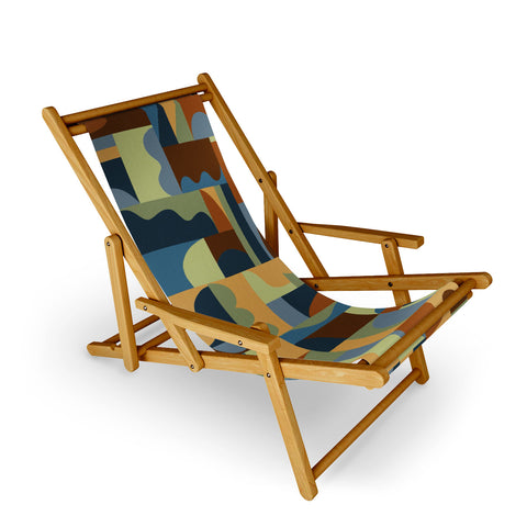 Gigi Rosado Geometric collage forest Sling Chair