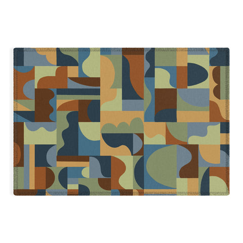 Gigi Rosado Geometric collage forest Outdoor Rug